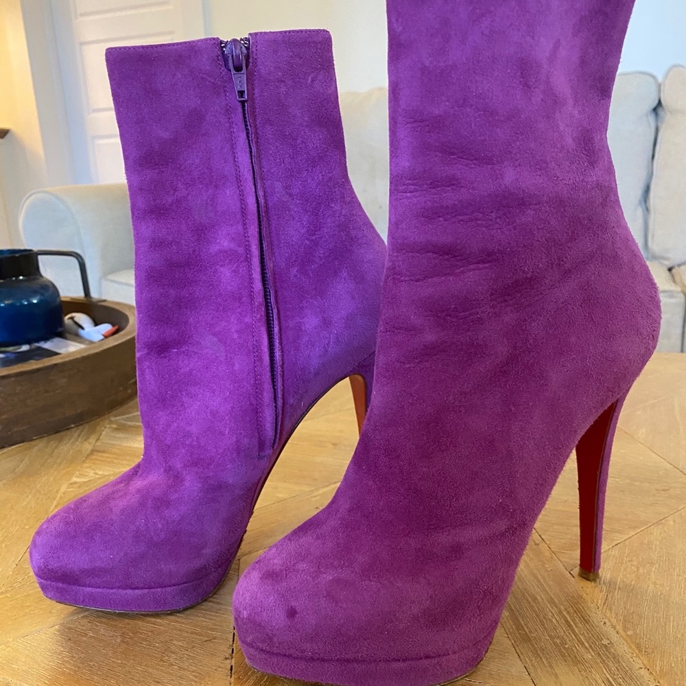 Louboutin Purple Suede Booties